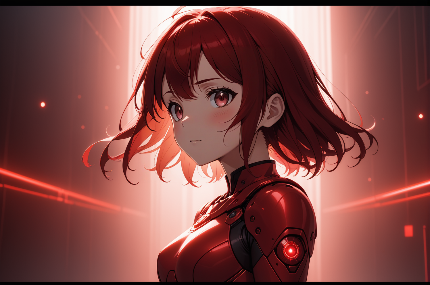 anime opening, (1girl), humble, solo, Otherworldly aesthetic in Red theme atmosphere, (wallpaper style), movie trailer, "O...